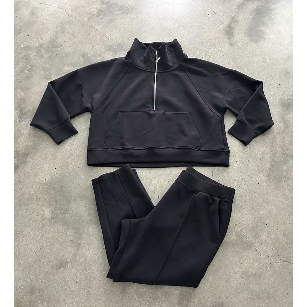 Calia Women's Soft Scuba 1/4 Zip Pullover Sweatshirt & Pants Charcoal Sz XXL